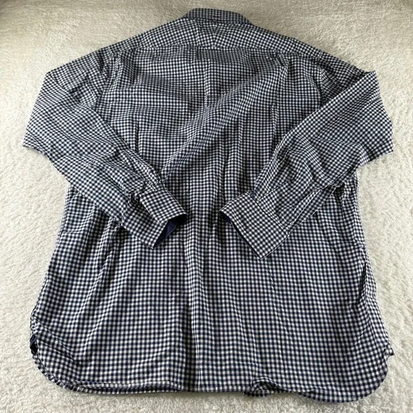 T.M. Lewin‎ Dress Shirt Blue Long Sleeve Button Up Men Size Large Check Pocket - Picture 7 of 7